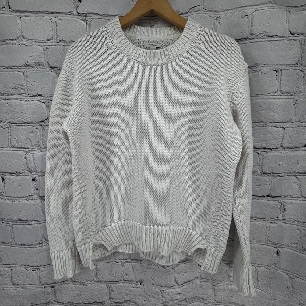 Daily Ritual Sweater Women's S White Cotton Chunky Oversized Boxy Preppy Classic